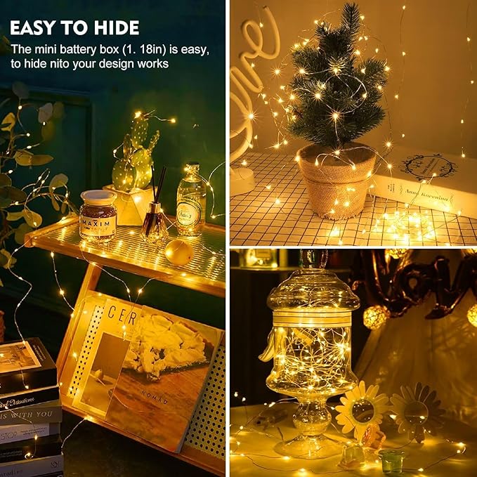 pozzolanas 12 Pack Warm White Fairy Lights Battery Operated 3 Modes 7FT 20 LED Waterproof String Lights Twinkle Silver Wire for Mason Jars Wedding Christmas Halloween Party Decor (12, Warm White)