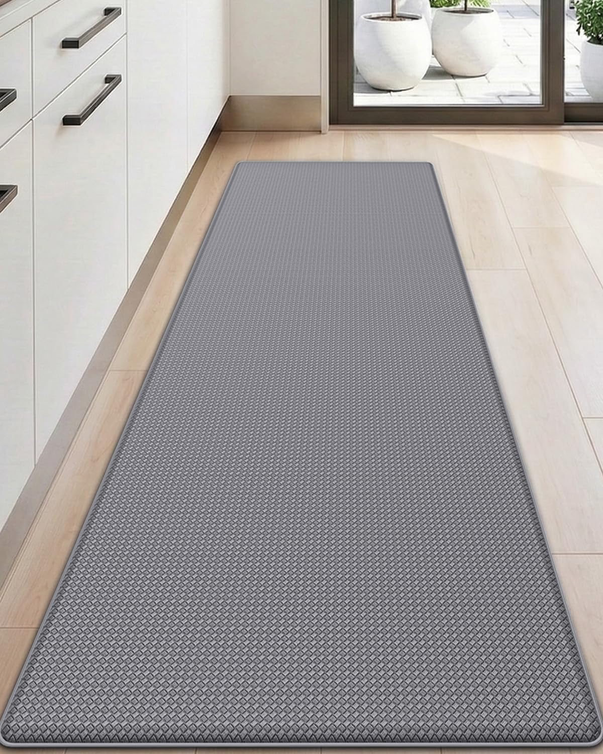 DEXI Kitchen Floor Mats Cushioned Anti Fatigue, 23x59 Wide Standing Runner Rug Waterproof, Comfort Memory Foam Padded for Front Sink Laundry, Grey