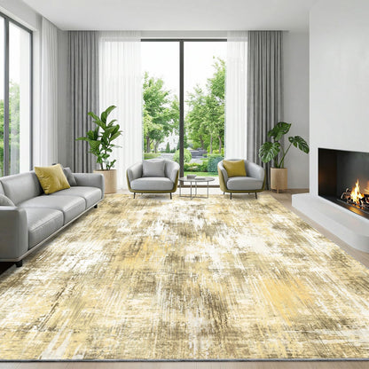 6x9Ft Living Room Rugs Non-Slip Modern Abstract Rug Washable Rugs Carpet for Bedroom Pile Rug for Living Room，Bedroom, Dining Room, Kids Playroom, Home Office Yellow
