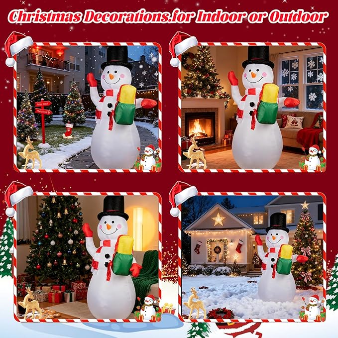 5FT Christmas Inflatables Snowman Blow Ups Christmas Decorations Outdoor with Colorful LED Lights for Indoor Outdoor Garden Yard Holiday Xmas Party