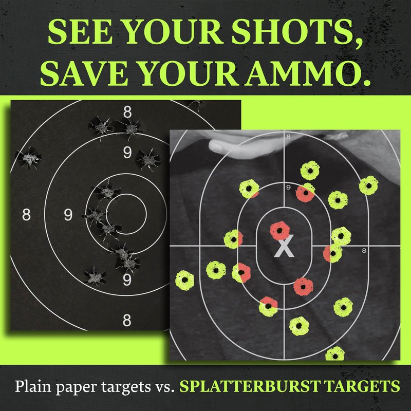 Splatterburst Targets - 12 x18 inch - Bad Guy Splatter Target - Easily See Your Shots Burst Bright Fluorescent Yellow Upon Impact - Made in the USA (10 Pack)