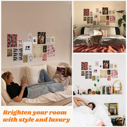 97 Decor Downtown Girl Room Decor - Y2K Room Decor Aesthetic 2000s, Mini Downtown Girl Posters for Room Aesthetic, Small Red Coquette Wall Decor Y2k Wall Art Prints for Teen Girls (8x10 Unframed)