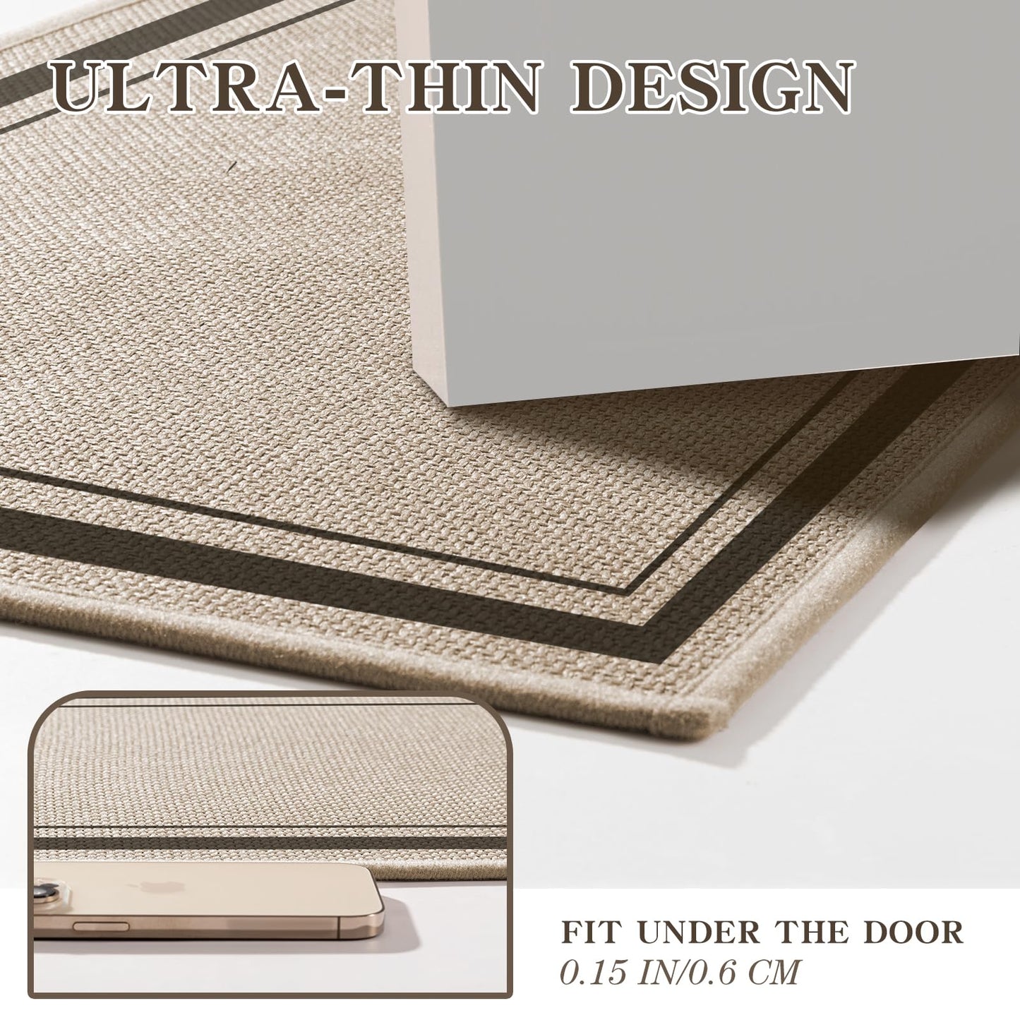 chakme 2 Piece Bathroom Rug Sets, Ultra Thin Absorbent Bath Mat for Bathroom Non Slip Machine Washable, Light Beige, 17"x24"+Toilet Mat