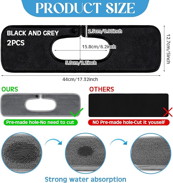 2 Pcs Faucet Mat for Kitchen Sink Splash Guard for Kitchen Sink Faucet Dish