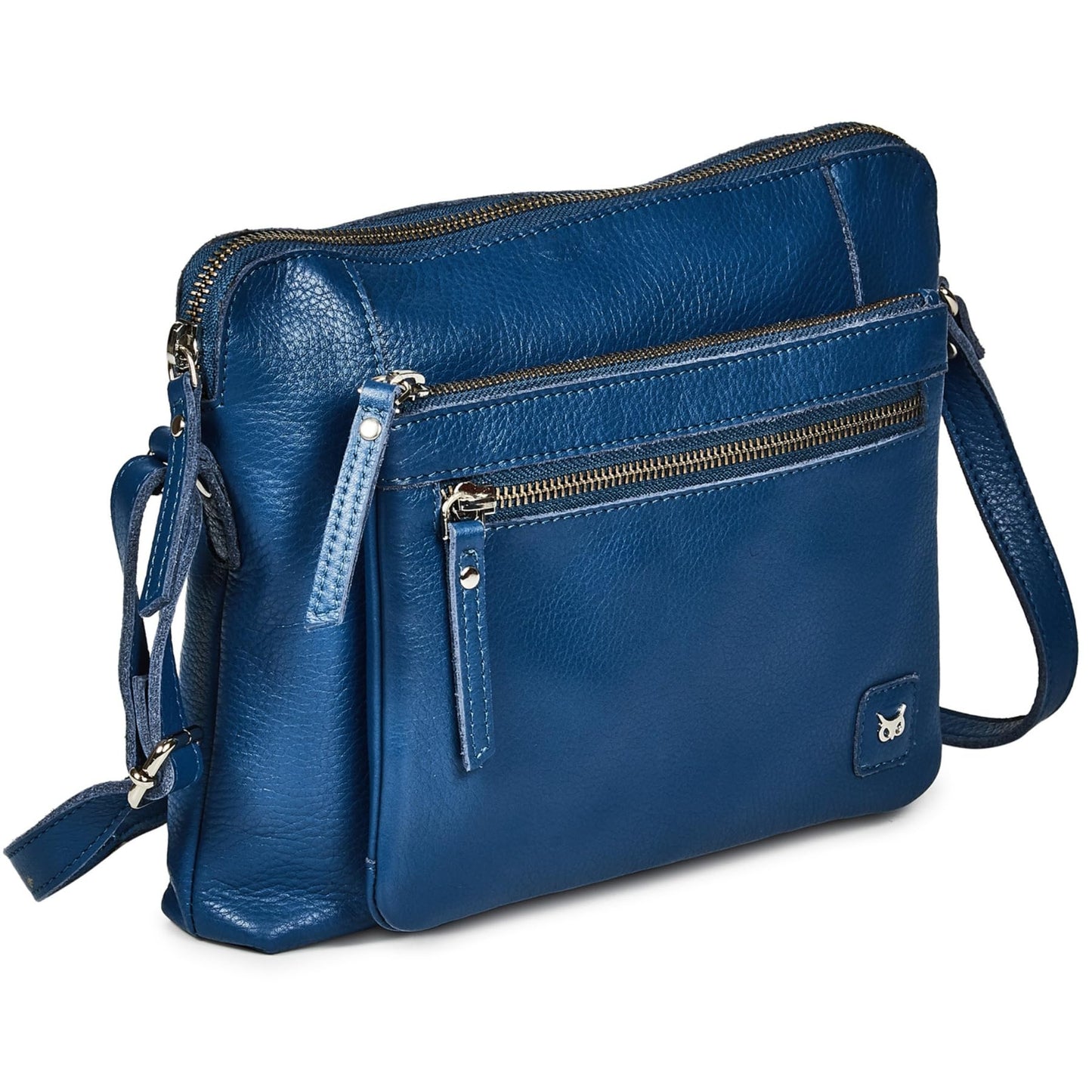 Leather Crossbody Bags for Women Small Soft Genuine Pebbled Sling Shoulder Handbag Crossover Purse with Full Adjustable Strap (Sapphire Blue Nappa)