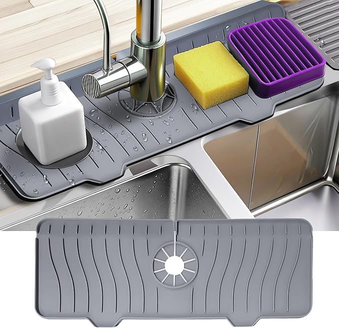 Odrago Silicone Faucet Mat, Countertop and Kitchen Sink Splash Guard, Anti-Slip