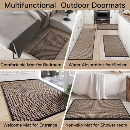 YDKGL Door Mat Entrance 24x35, Dirt Resistant and Absorbent, Non-Slip Rubber Backing Floor Mats, Easy Clean Low-Profile Doormat for Entryway, Front Door, Inside Entrance, Black