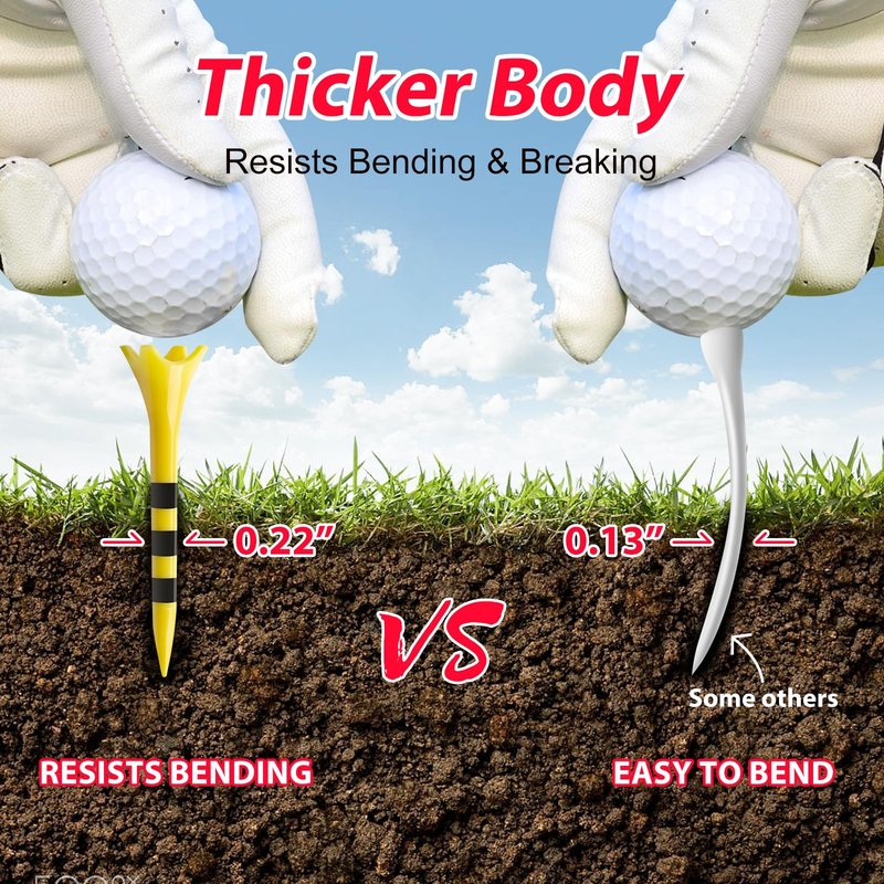 Full Choice Plastic Golf Tees 100 Pack 2-3/4", Enhanced Durability & Stability, Engineered to Minimize Friction and Side Spin