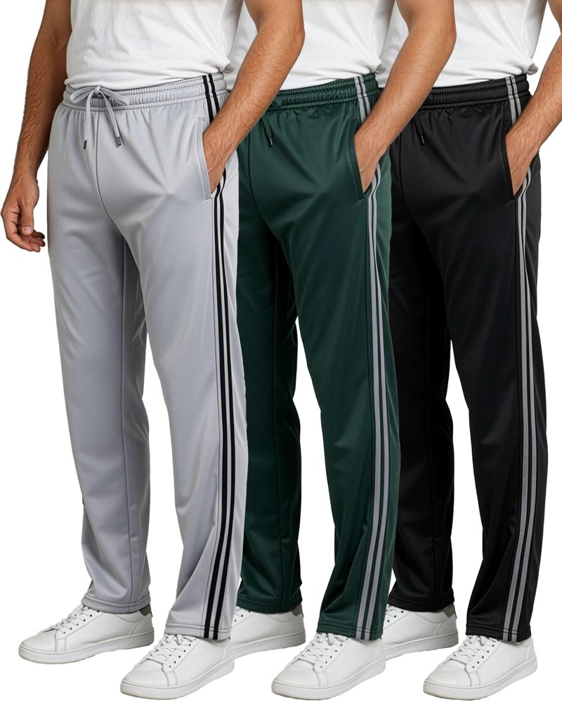 Real Essentials 3 Pack: Men’s Sweatpants – Athletic Track Pants with Pockets | Workout, Running & Lounge Pants for Men- Set 7, L
