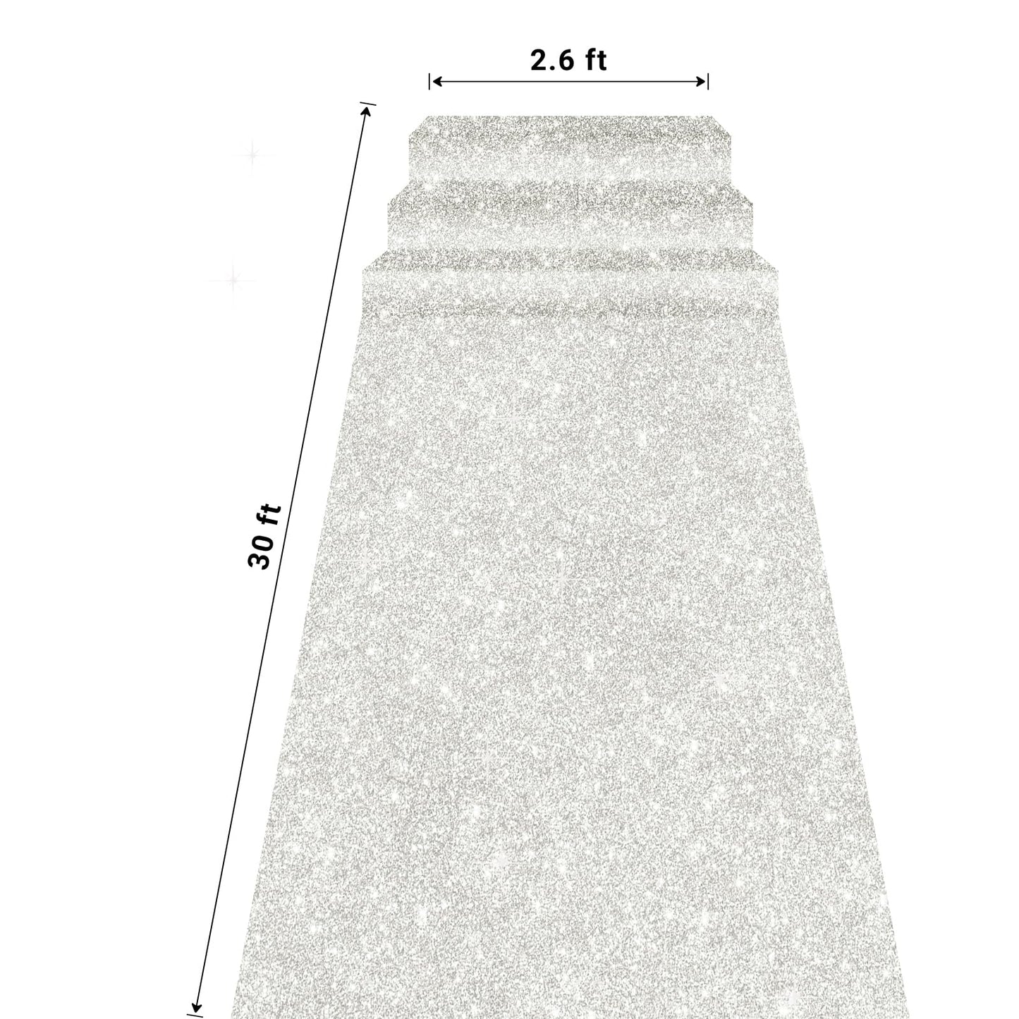 Glitter Carpet Runner 2.6FT x 30FT – Premium Non-Woven Sparkle Rug for Weddings, Movie Theme Parties & Events | Aisle Runner for Grand Entrances & Red Carpet Vibes (Glitter White, 2.6FTx30FT)