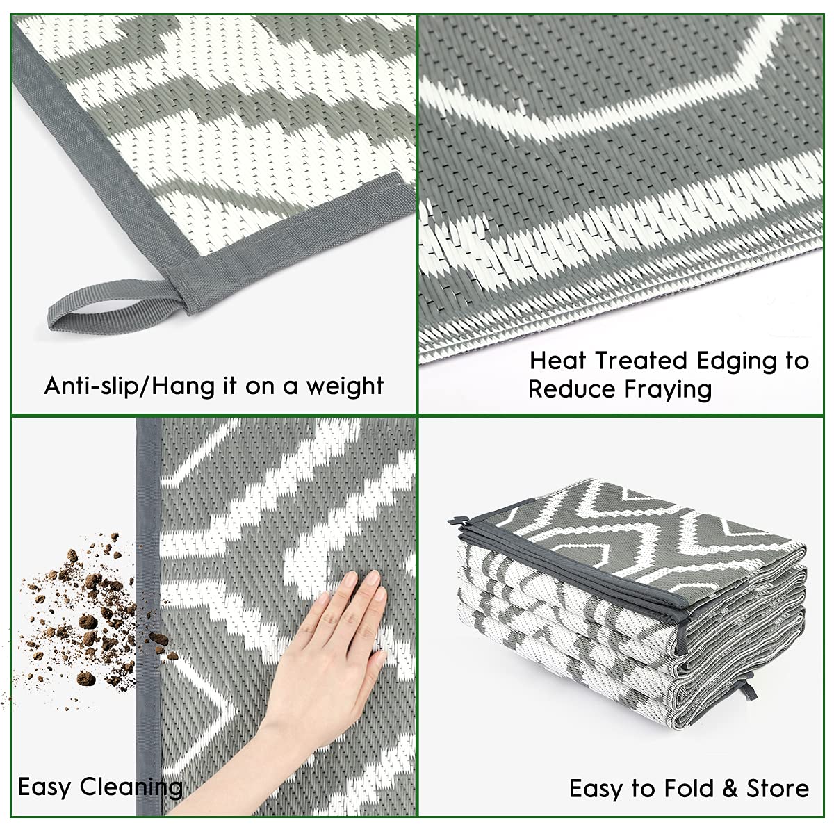 fifame Outdoor Camping Rugs, 9x18 Outdoor Rug Patios Clearance Plastic Straw Rug Weatherproof Reversible Mats, Large Floor Mat for Outdoors, RV, Patio, Backyard, Deck, Picnic, Beach, Trailer, Camping