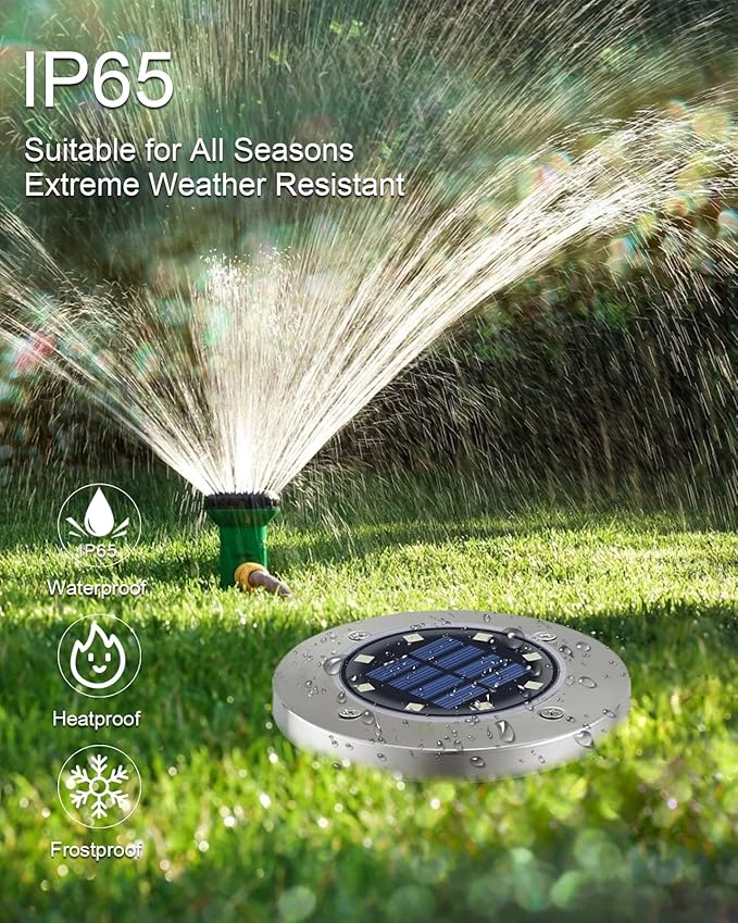 UFOND 8 Pack Solar Ground Lights, Outdoor Waterproof Garden Light Decor, Disk Solar Deck Light, Landscape Lighting for Patio Pathway Yard,Outdoor Lights (Cold White)