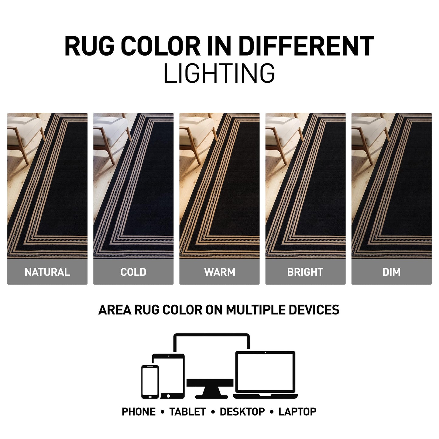 Rugshop Ornate Framed Border Power Loomed Indoor Runner Rug, Dramatic Onyx Decorative Frame Design, Non-Slip Backing, Living Room Dining Room Home Office, Easy-Care Spot Clean, 2' x 4' Black