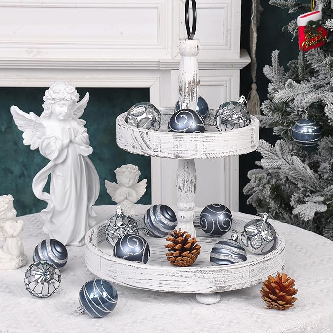 100Pcs Christmas Balls Ornaments Set, Shatterproof Christmas Decorations with Hand-held Gift Package for Xmas Tree/Holiday/Wedding/Holiday/Party Decor (Silver&Blue)
