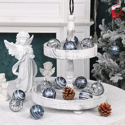 100Pcs Christmas Balls Ornaments Set, Shatterproof Christmas Decorations with Hand-held Gift Package for Xmas Tree/Holiday/Wedding/Holiday/Party Decor (Silver&Blue)