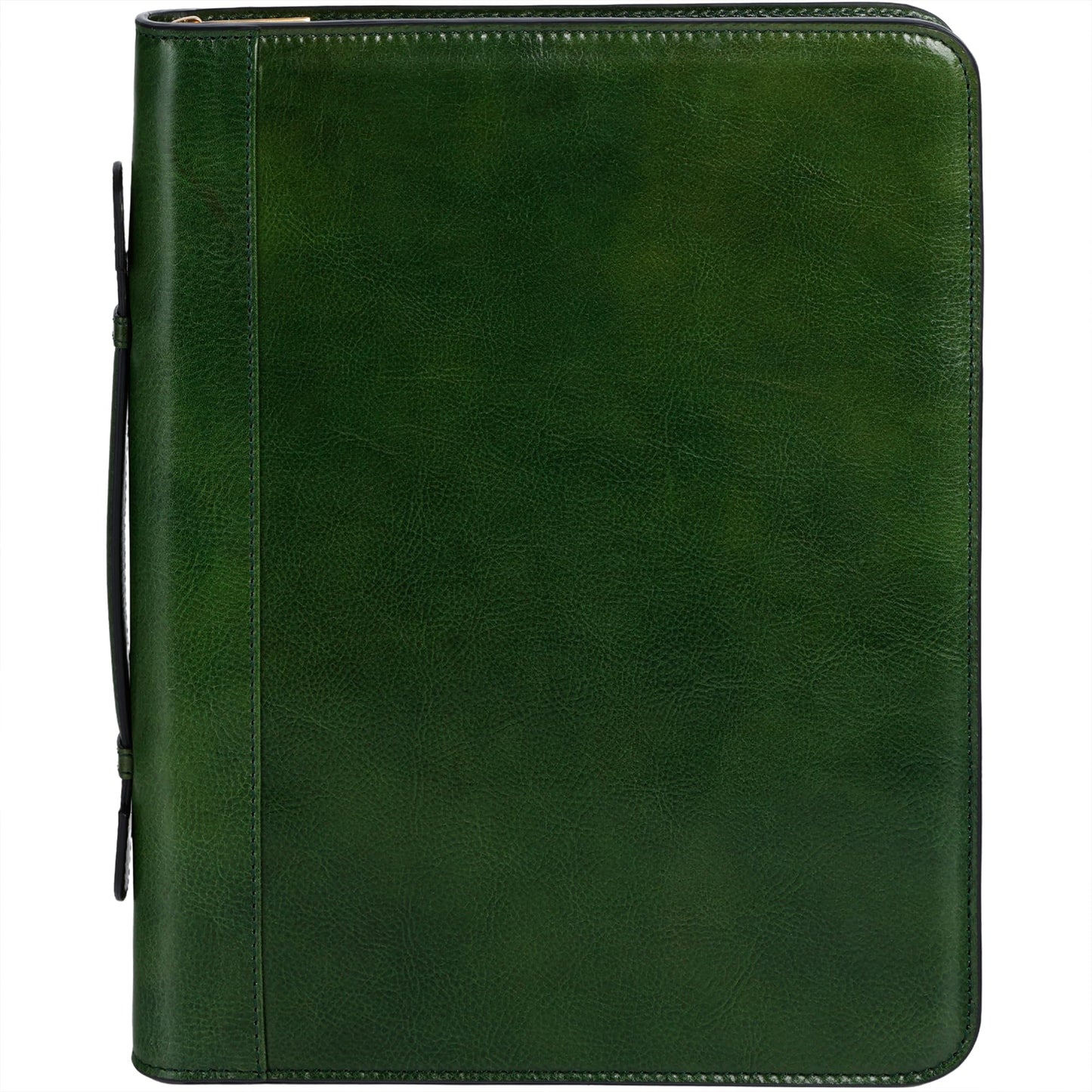 Time Resistance Leather Portfolio – Document Bag with Carry Handle – Tablet Size Case Made in Italy (Green)
