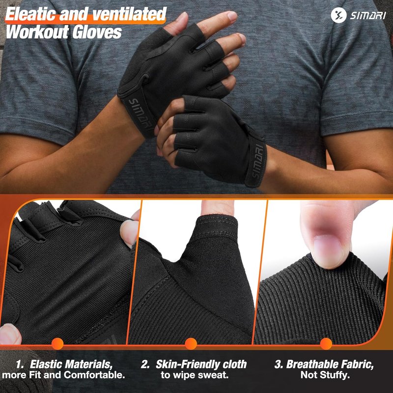 Breathable Workout Gloves for Men & Women - Padded Weight Lifting Gloves with Full Palm Protection | Great Grip for Gym, Cycling, Crossfit, Climbing