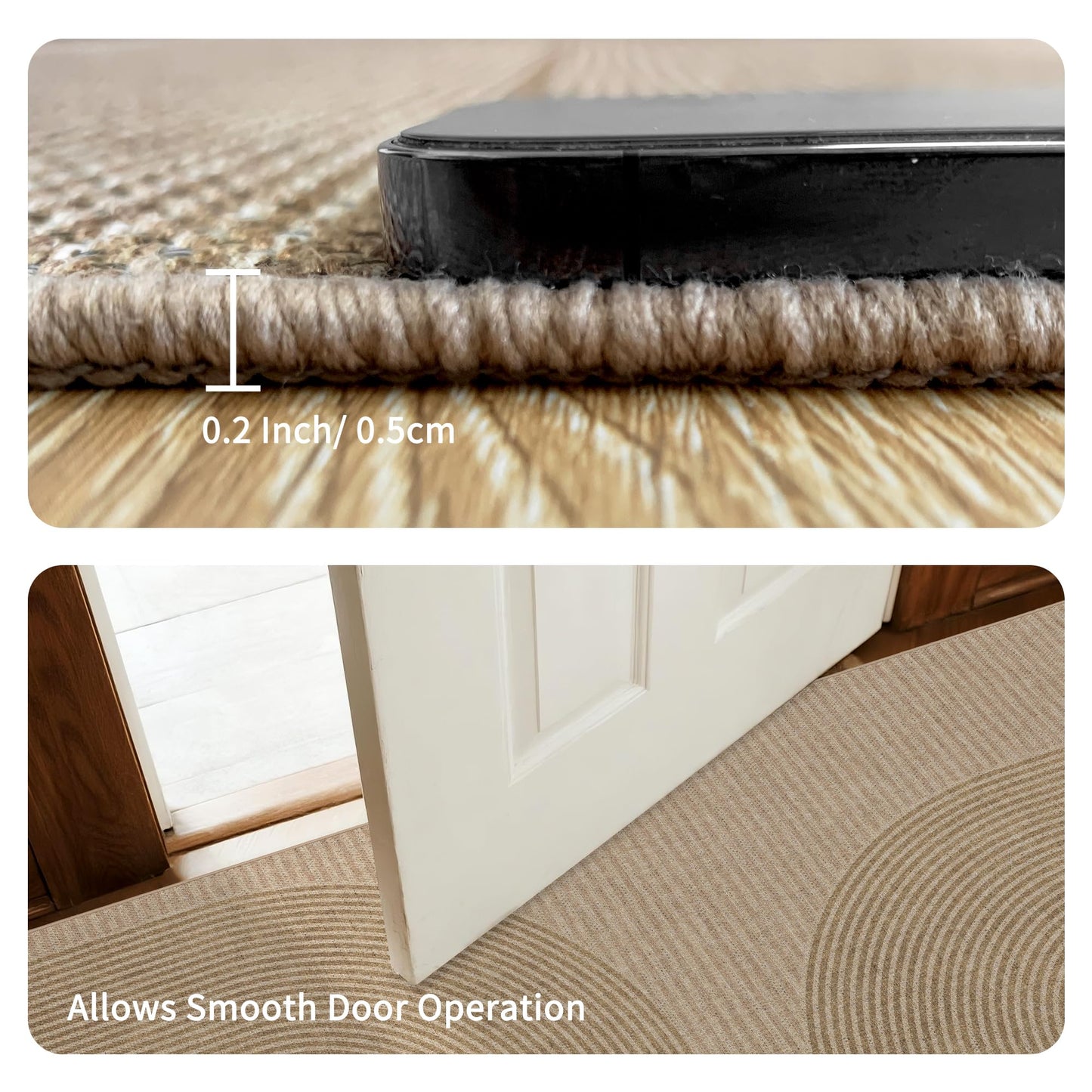 Easy Jute Rug 4x6 Outdoor: Natural Modern Area Rugs for Patio Porch Deck Linen-Look Fabric Durable - Neutral Washable Carpet for Entryway Living Room Bedroom Indoor Non Slip - Geometric Arch Pattern