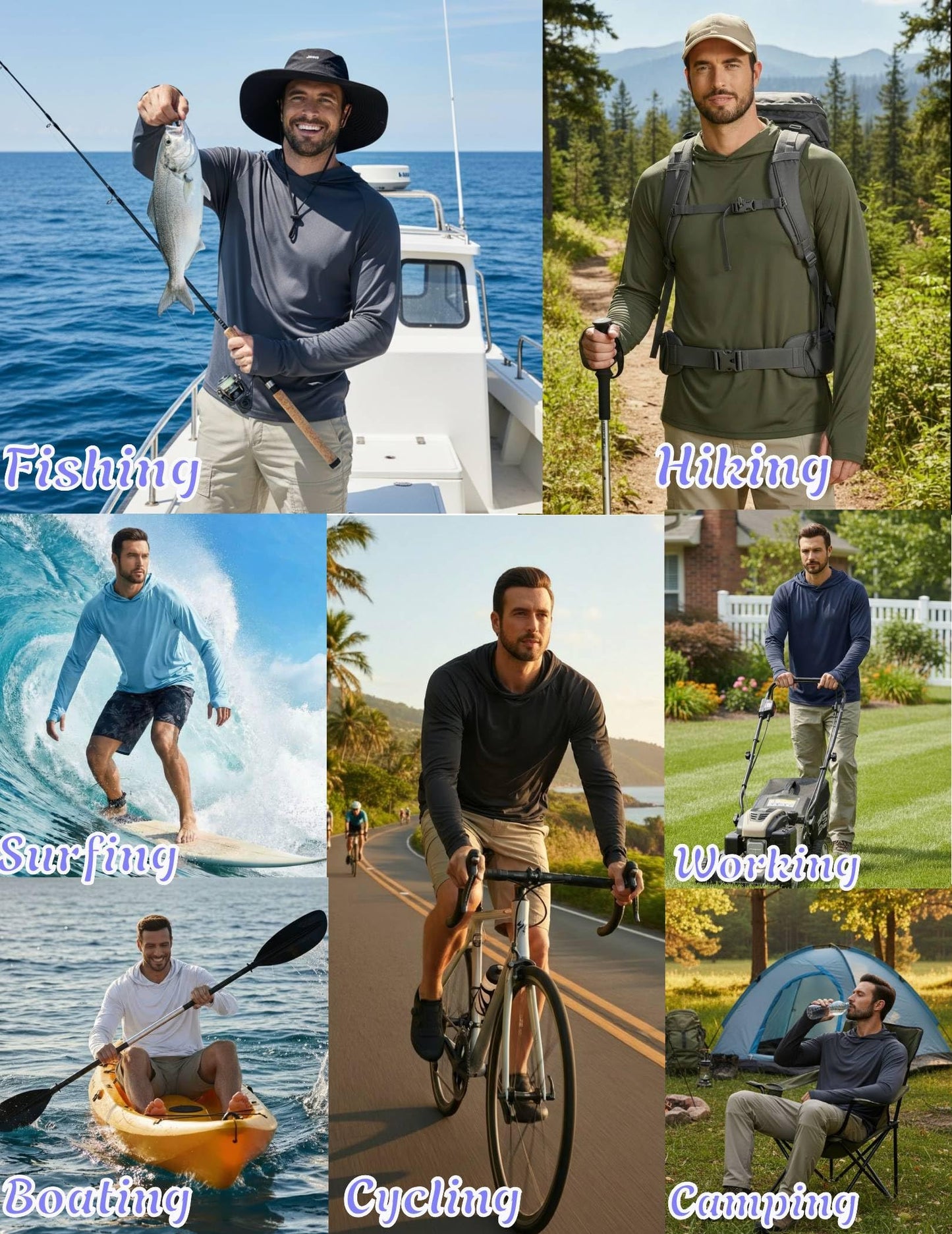 COOFANDY SPF 50+ Fishing Shirts for Men Long Sleeve Sun Protection Hoodie Lightweight Outdoor Hiking Running Rash Guard Dark Gray