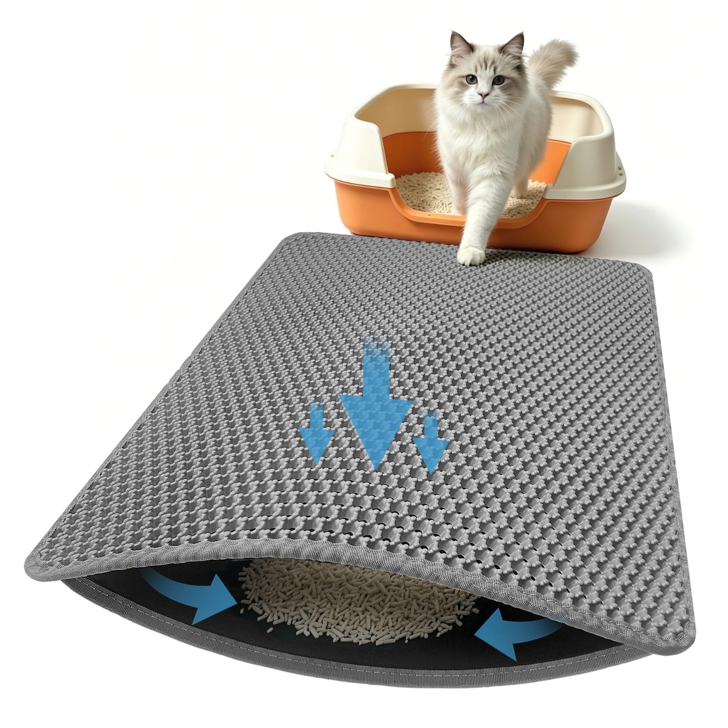 Xuanyaente Cat Litter Mat Litter Box Mat (Gray, 23.4 X 14.7 Inches)