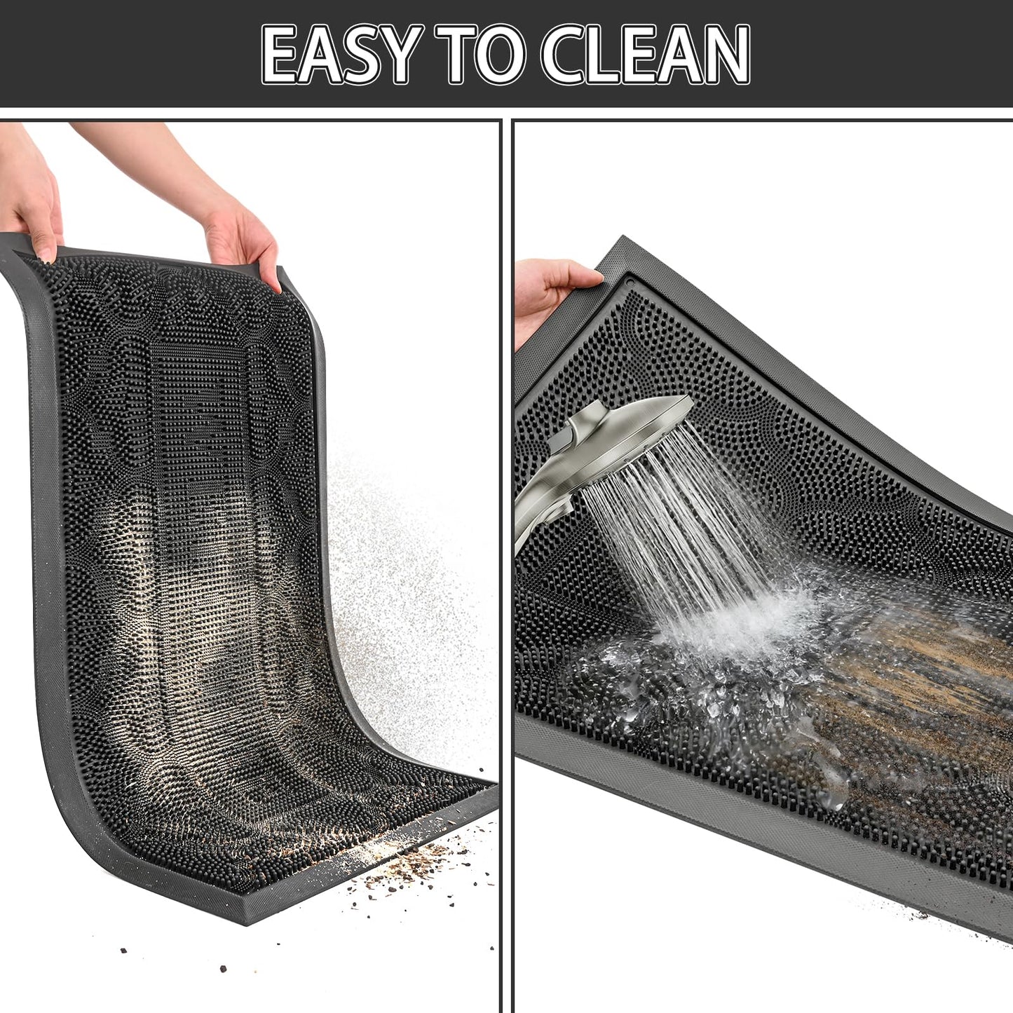 FRAMICS Front Rubber Door Mat Outside Entrance, 24x36 Doormat Heavy Duty Welcome Mat Dirt Trapping Non Slip Waterproof Door Mats for All Weather Patio Porch Garage Garden, Grey