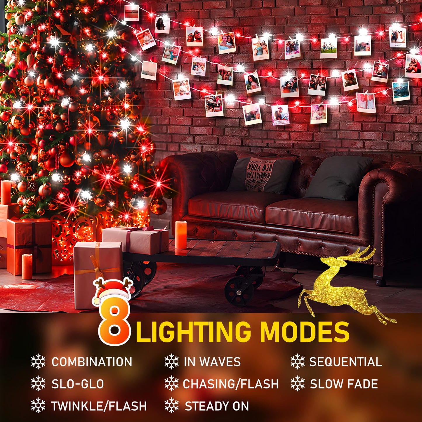 KNONEW 403ft 1000 LED Christmas String Lights Outdoor 8 Modes & Timer Fairy Light Plug in Waterproof for Xmas Yard Tree Wedding Party Holiday Decorations (Red and White)