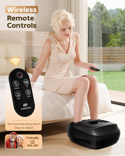 Shiatsu Foot Massager Machine with Heat, 2025 Upgrade Deep Kneading, Full Foot Massager with Remote for Plantar Fasciitis, Neuropathy, Birthday Gifts for Women Mom Men Dad, Up to Foot Size 14