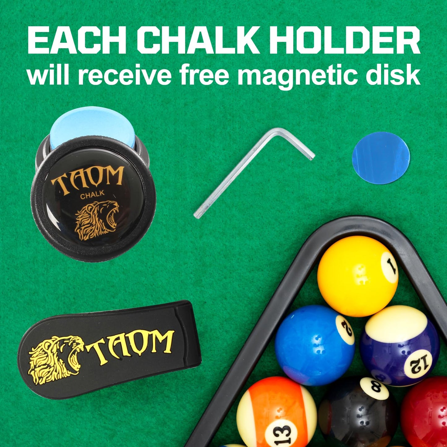 Banly Round Pool Chalk Holder - Portable Pool Cue Chalk Holder, Magnetic Mini Chalk Holder Pool Billiards, Pool Cue Chalk Case Container, Silicone Clip for Magnetic Mini Chalk Holders