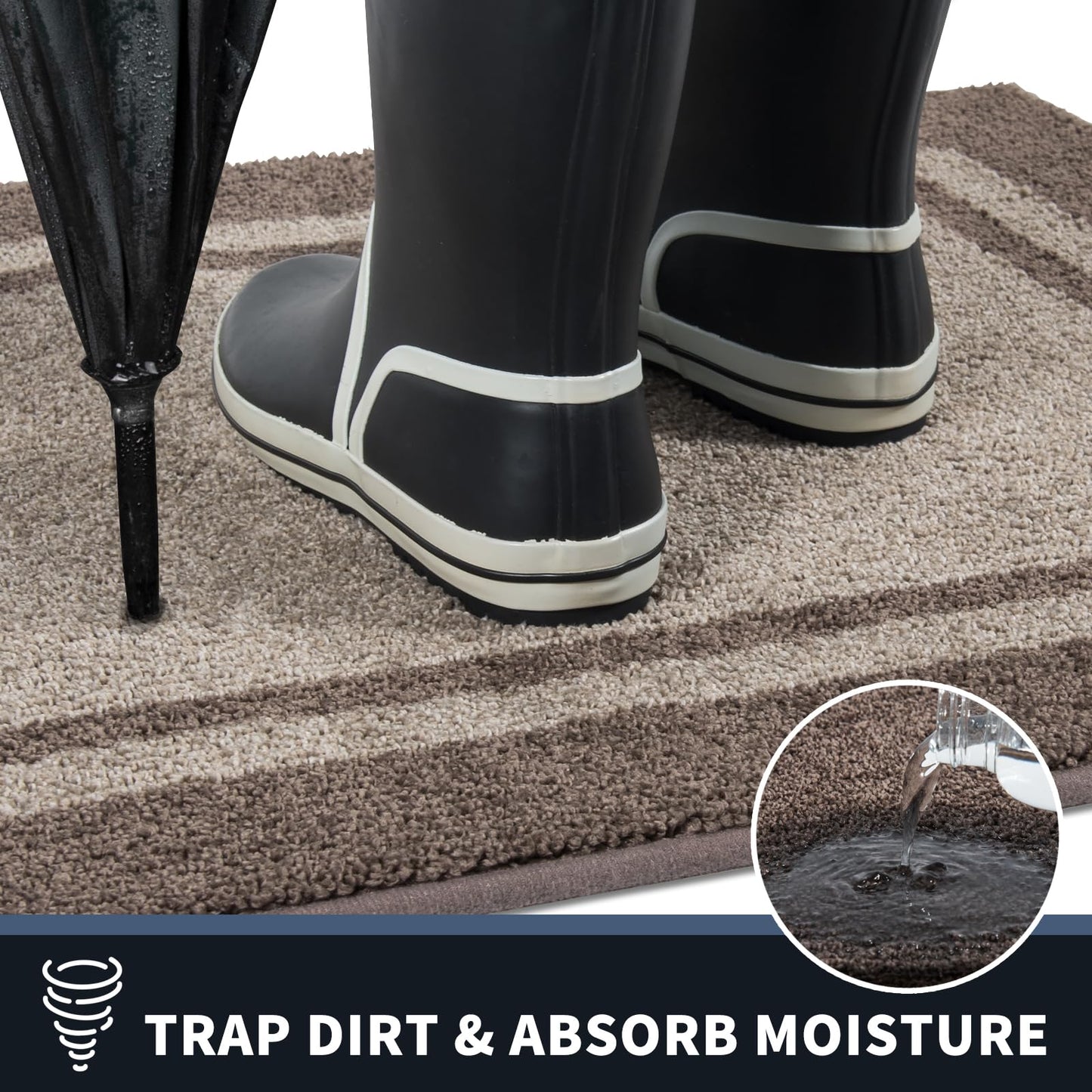 PURRUGS Dirt Trapping Door Mat 24" x 36", Non-Slip Machine Washable Entryway Rug, Entrance Mat, Indoor Front Door Mat, Super Absorbent Entry Rug for Muddy Shoes & Paws, Beige & Grayish Brown