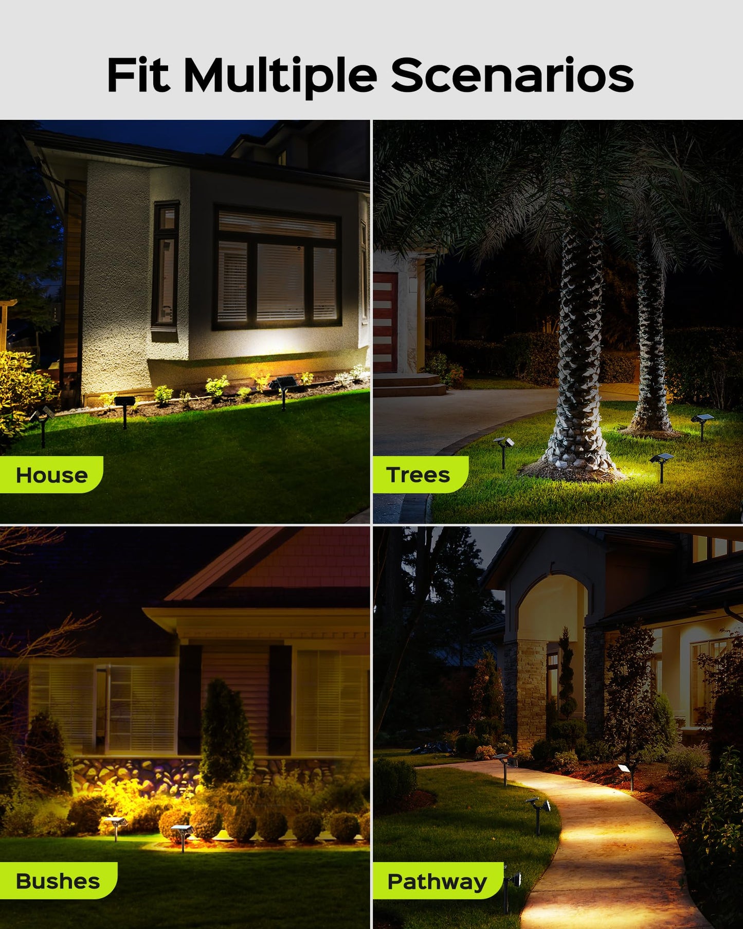 JACKYLED Solar Lights Outdoor Waterproof, 84 LED 5 Lighting Modes Solar Spotlights, 360 Adjustable Head & Panel, Solar Powered Garden Yard Spot Lights for Outside Landscape Lighting, 8 Pack