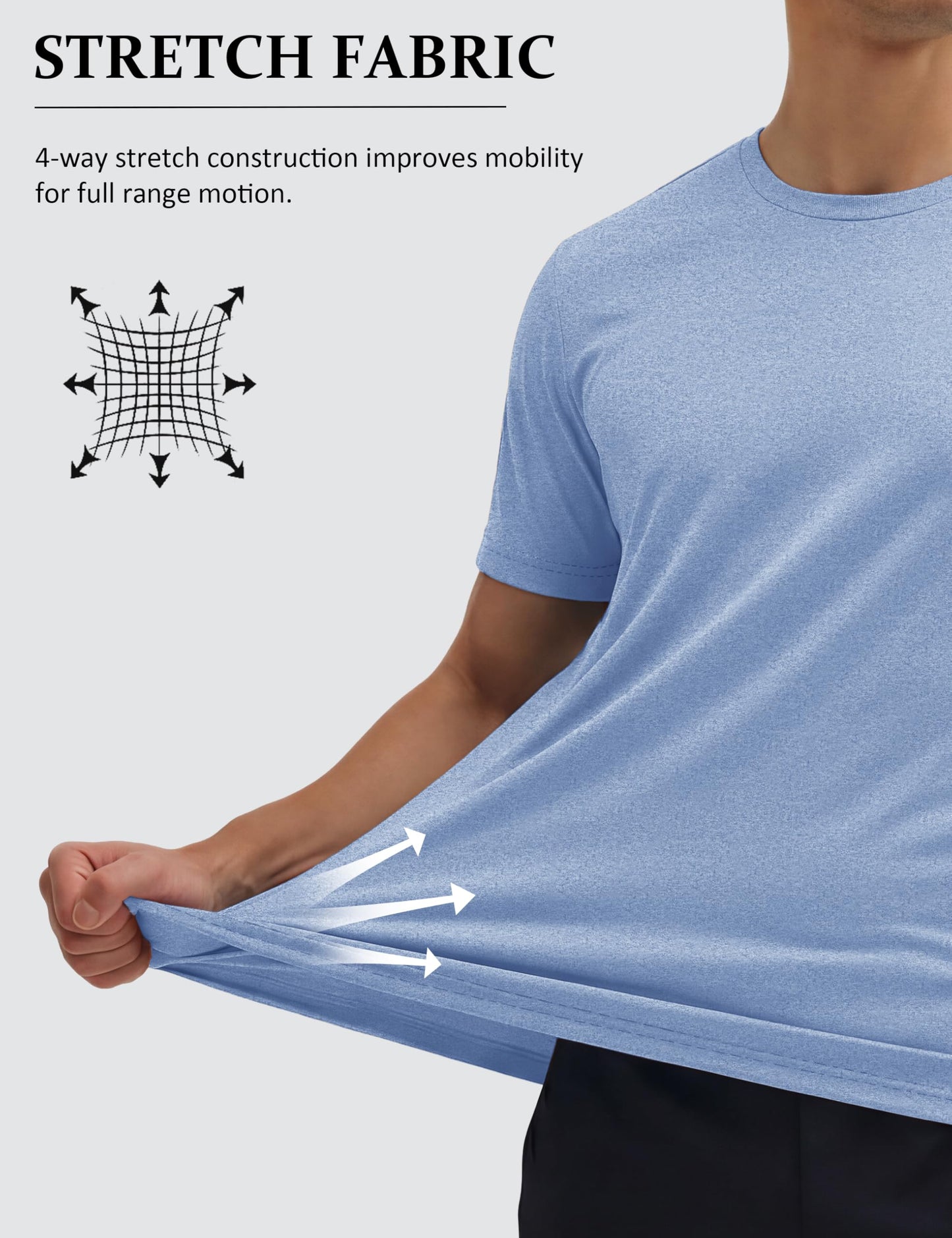 MAGCOMSEN Mens Short Sleeve Shirts Quick Dry Running Athletic T-Shirt Workout Casual Top Moisture Wicking Summer Shirt Blue, M