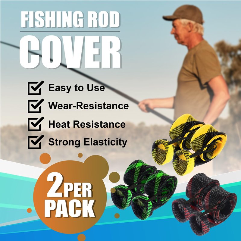 Reaction Tackle Fishing Rod Socks - Fishing Pole Sleeves and Covers for Baitcasting Rods, Spinning Rods Metal Gray (Flat-Cast-6)