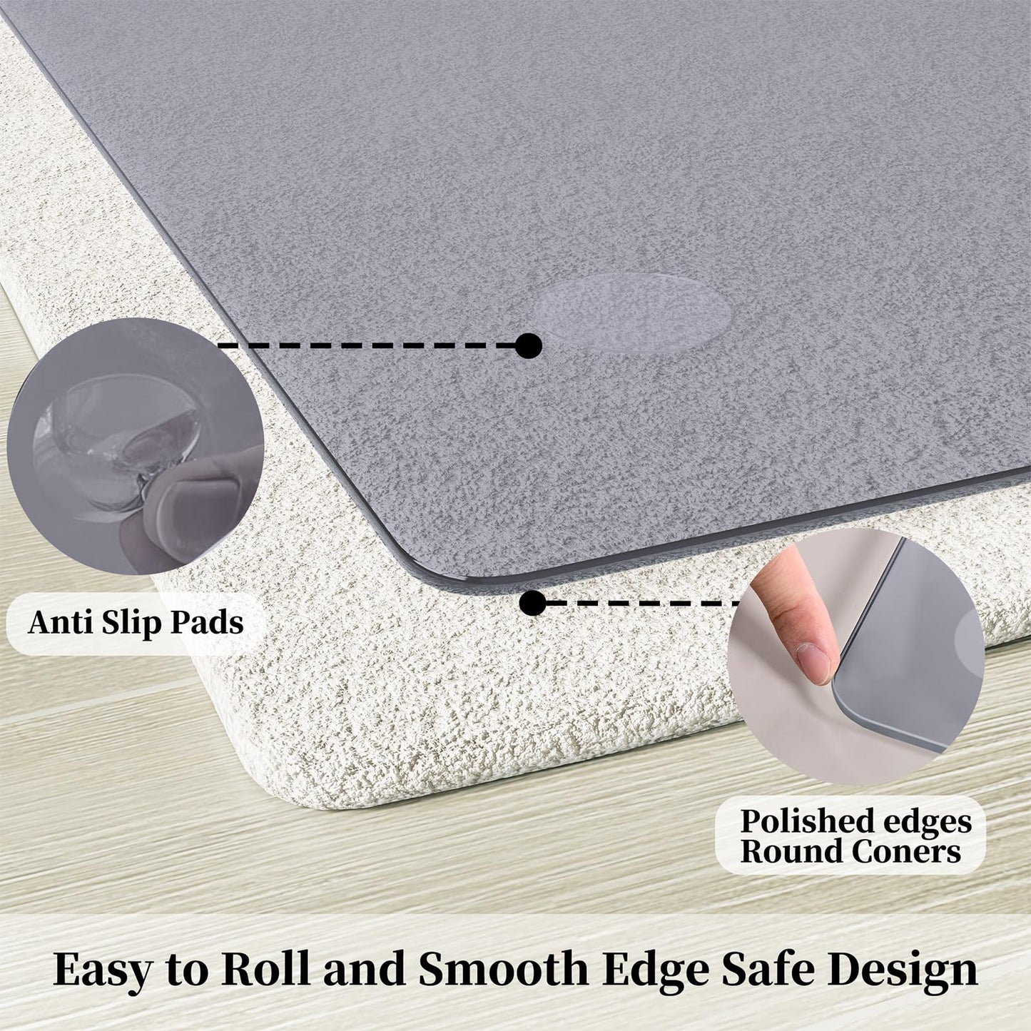 FlyEcho Glass Chair Mat 36" x 55" Heavy Duty Tempered Glass Office Chair Mat, Glass Floor Mat with Round Corner and Polished Edge for Smooth Glide, Office Chair Mat for Carpet, Hardwood Floor, Grey