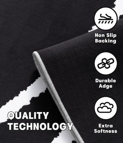 YIHOUSE Black Modern Area Rug 6x9,Abstract Rugs for Bedroom,Black and White Geometric Rug,Minimalist Wave Rug,Dark Washable Area Rugs 6x9 Non Slip Rugs for Living Room，Office