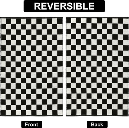 Seavish Checkered Rug, 5x8 Ft Black and White Rug, Retro Moroccan Checkerboard Rugs, Lightweight Outdoor Washable Area Rug, Rustic Floor Carpet Decor for Living Room Bedroom Dining Room Patio