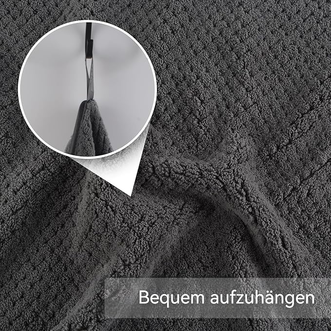 KinHwa Microfiber Hand Towels for Bathroom Soft and Absorbent Face Towels Grey