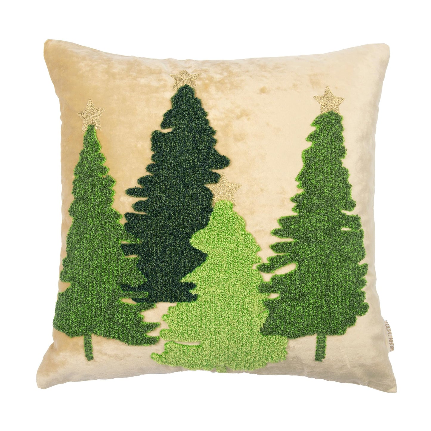 LOOPUINHOM Christmas Tree Pillow Covers 18x18, Embroidered Throw Pillow Covers Decorations Holiday Pillows for Home Couch Sofa Bed Living Room,Gold Crushed Velvet Cushion