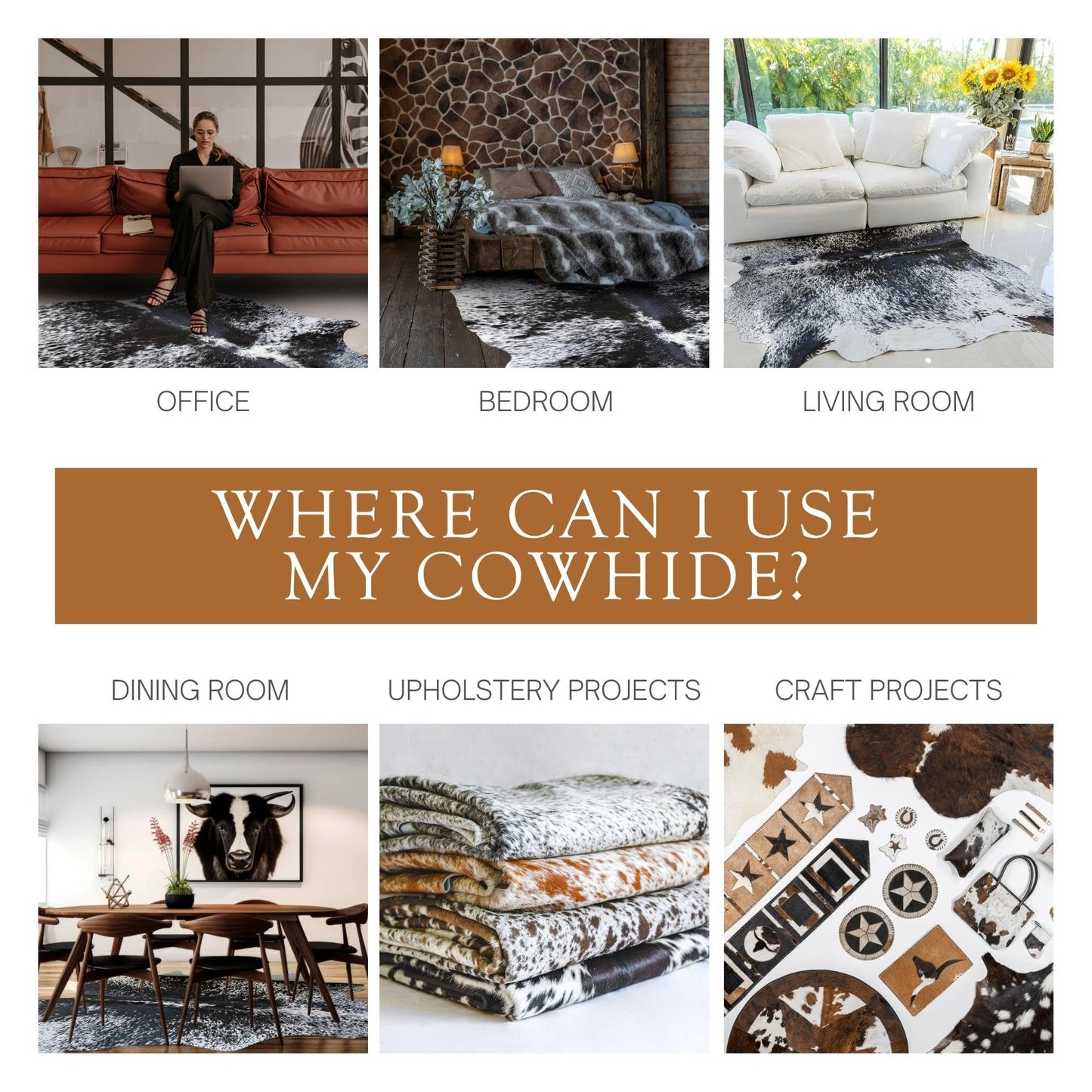 Sunshine Cowhides 100% Genuine Salt and Pepper Black and White Longhorn Cowhide Rug - Modern Style Animal Skin Rug & Floor Carpet for Living Room, Bedroom, Kitchen & More - Large (6x6-7ft)