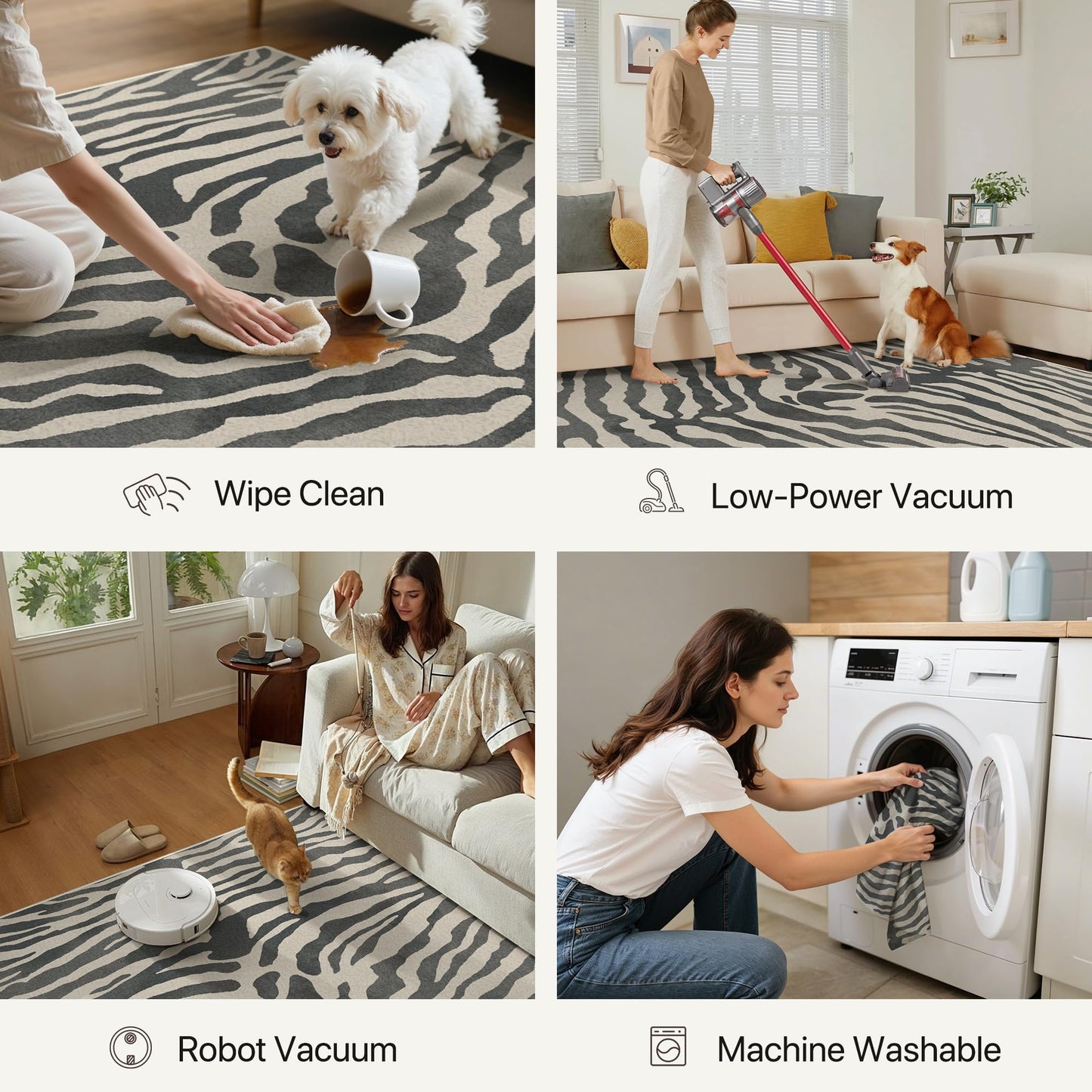 Bavni 2x6 Zebra Runners Rug for Hallways, Machine Washable Non Slip, Soft Print Animal Rugs for Entrance-Lightweight Low Pile Brown Carpet for Bedroom Kitchen and Corridor,Zebra