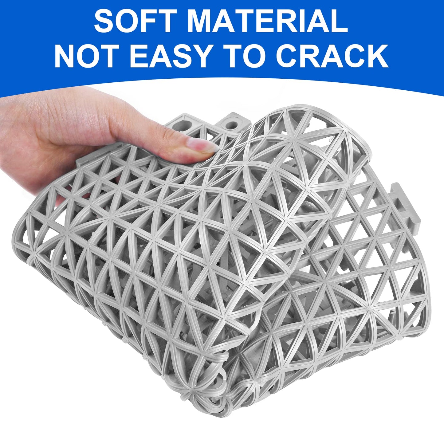 MYFAMIREA Modular Interlocking Cushion 12 Pack 11.8" x 11.8" Rubber Floor Tiles Non-Slip Splicing Drainage Mats for Deck, Pool, Outdoor Shower, Patio, Balcony, Indoor Bathroom, Kitchen, Yard (Gary)