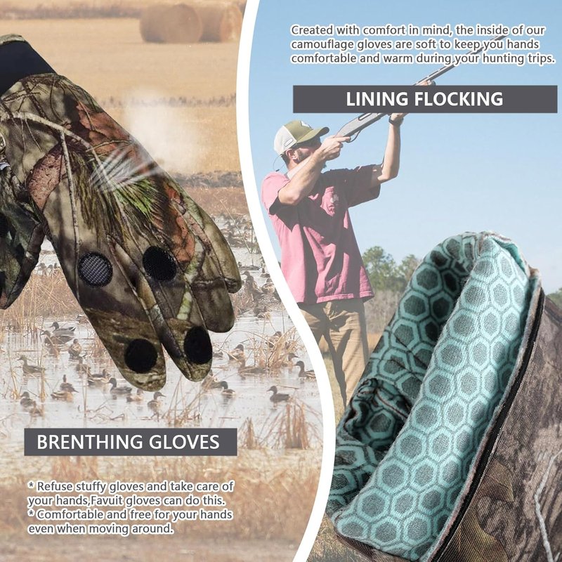 Camouflage Hunting Gloves - Lightweight Anti-Slip Touchscreen Tactical Gear | Full Finger & Fingerless Options for Outdoor Activities