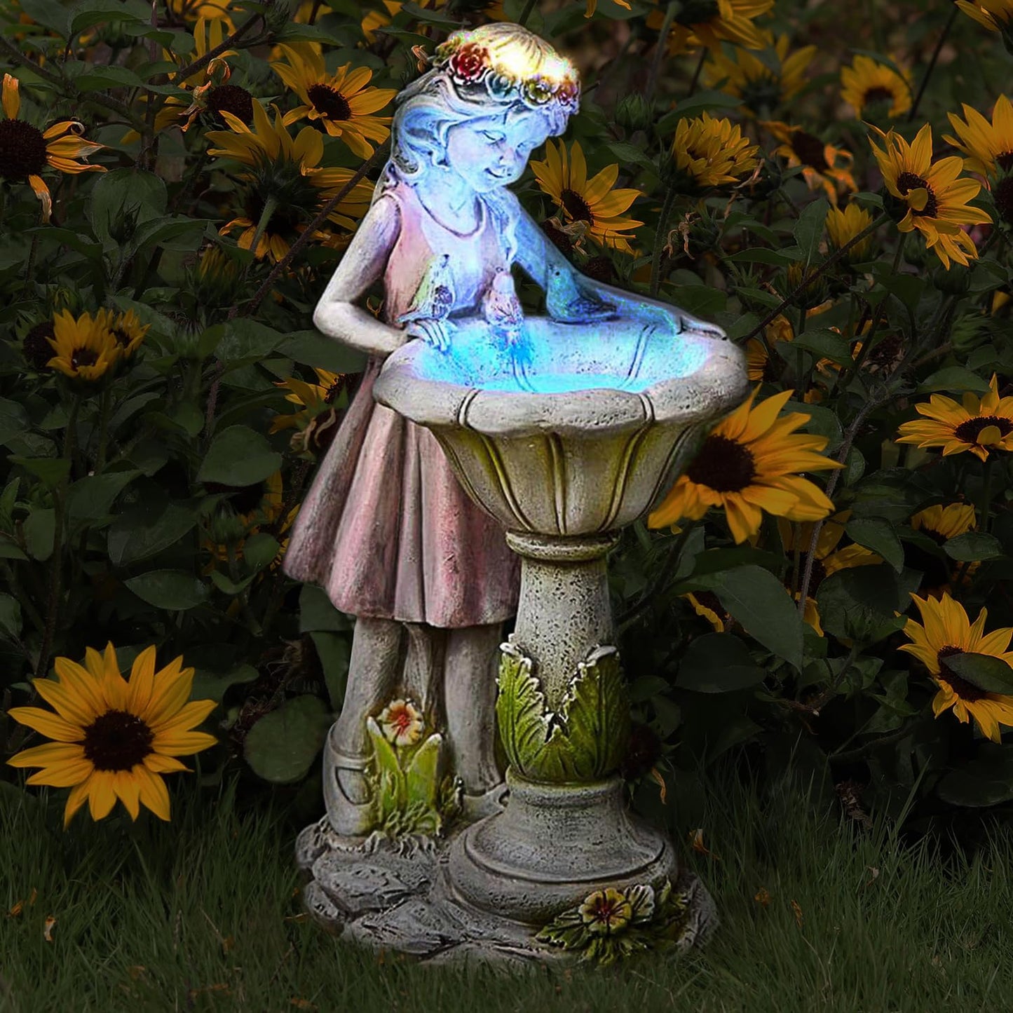 Voveexy Fairy Garden Statue, Solar Garden Angel Figurine Outdoor Decoration Waterproof Angel Sculpture for Patio Yard Lawn Porch Art Ornament Christmas Birthday Gift