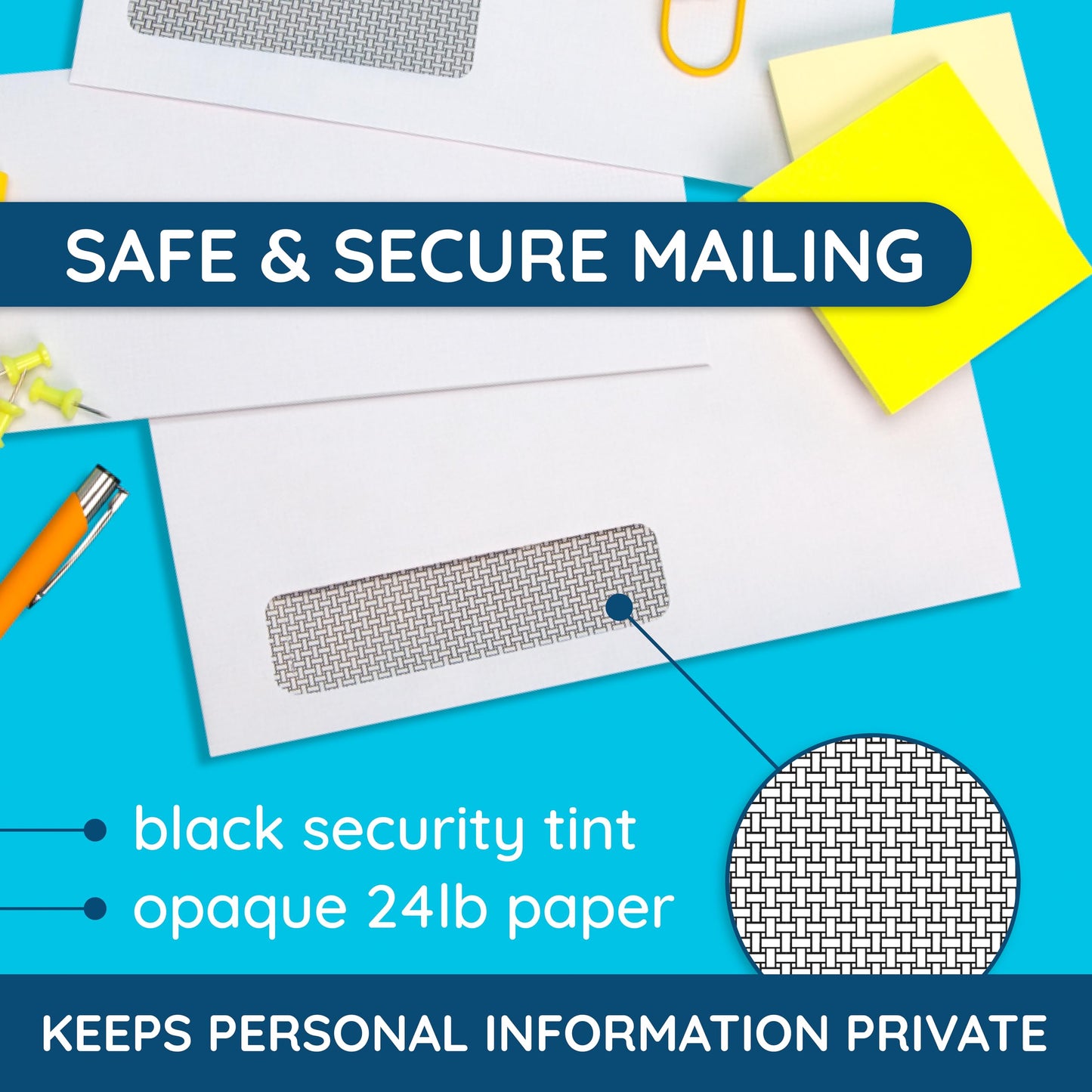 500 Number 10 Single Window Envelopes - Thick Gummed Seal - Designed for Secure Mailing of Quickbooks Checks, Invoices, Business Statements, Personal Letters - 4 1/8 x 9 1/2