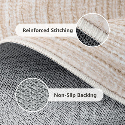 Asrug Imitation Jute Low Pile Round Rug Area Rug Washable Non-Slip Circle Rug Soft Plush Touch Circle Rugs Round for Kitchen Bathroom Living Bedroom Nursery, Carpet 4ft /48 inch/122 cm Khaki