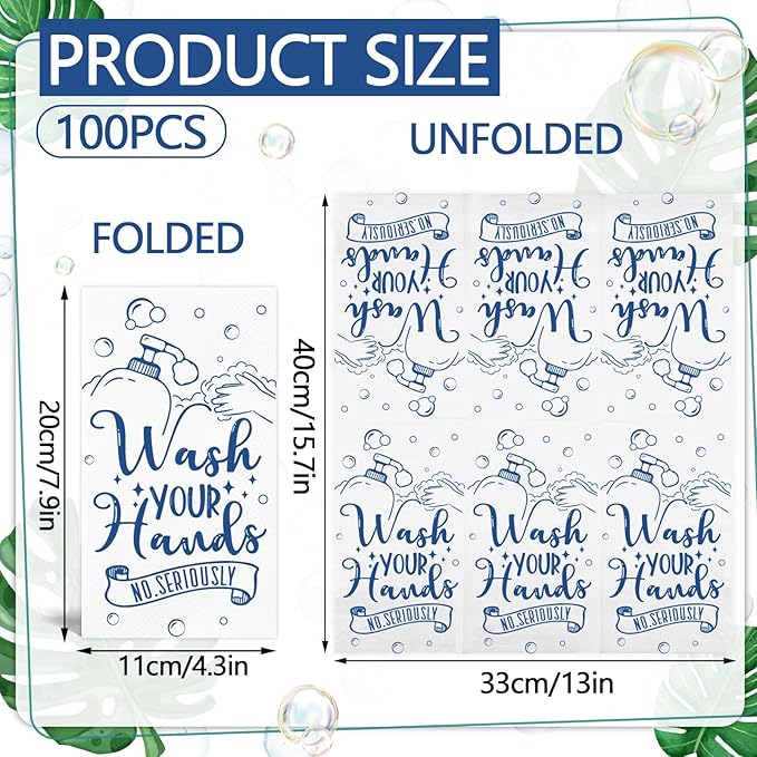 100 Pcs Disposable Hand Towels for Bathroom Paper Towels for Guests 3 Ply Wash