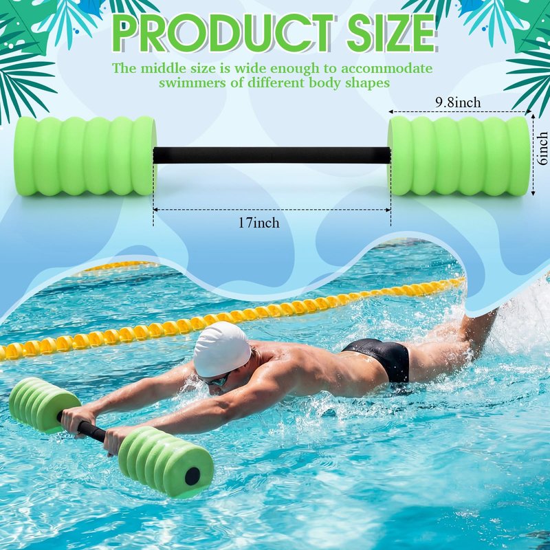 Soulchen Long Aquatic Exercise Dumbbells Foam Water Weights Dumbbell Aquatic Pool Barbells with High Density EVA Foam for Swim Water Aerobics Workouts Loss(Green,37.01 Inch)