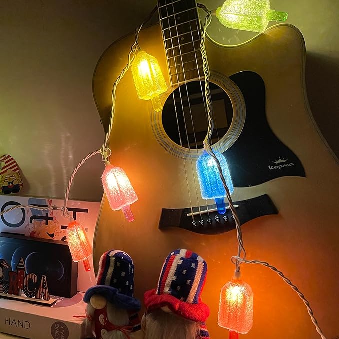 8.5Ft LED Popsicle String Lights - Plug in Colorful Ice Cream Decorative String Lights with 10 Popsicle Lights for Indoor Outdoor Parties Bedrooms Summer Patio Holiday Decor