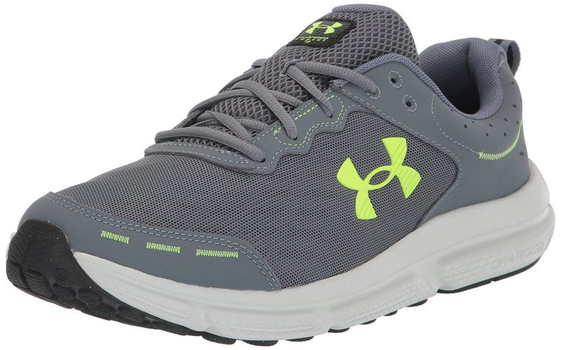 Under Armour Men's Charged Assert 10 Shoes, (101) Gravel/Gravel/Lime Surge, 11.5 X-Wide