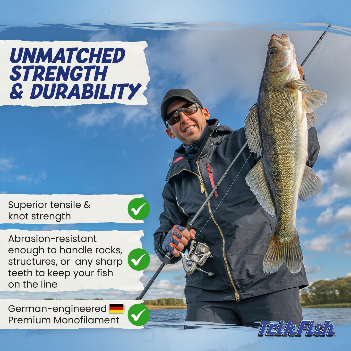 TrikFish Armor Tough Camouflage Monofilament Fishing Line - Stealthy & Strong - Camo Monofilament Line for Freshwater & Saltwater Fishing - Bulk 1/4LB Spool of Mono