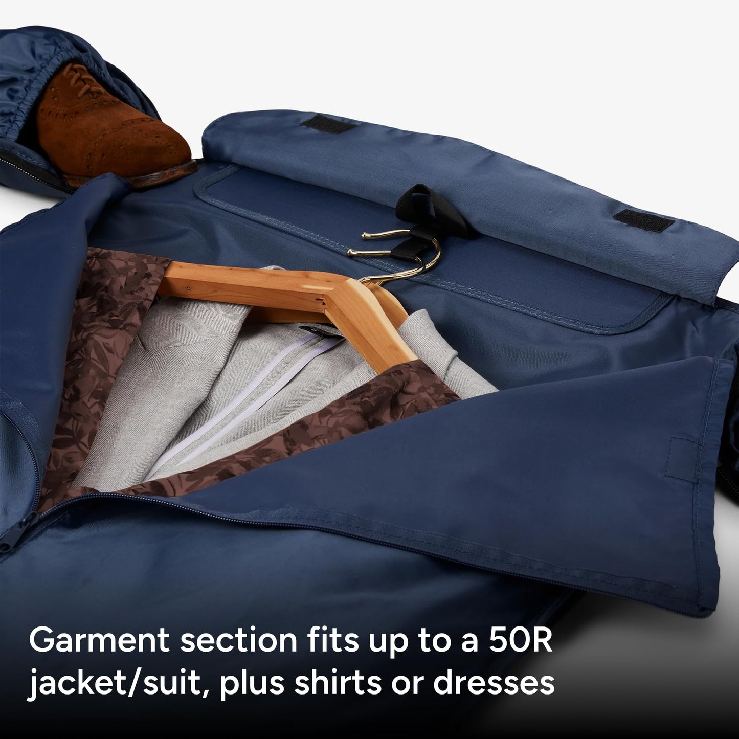 Halfday Convertible 2-in-1 Garment Duffel Weekender Bag 45L: Wrinkle-Free Travel (Hanging Suit Compartment, Shoe Pockets, Trolley Sleeve), Durable & Water-Resistant Carry-on, Marine